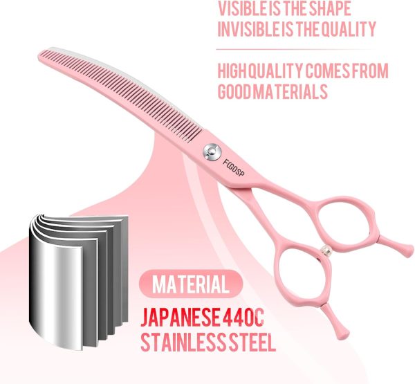 FOGOSP Dog Grooming Scissors Curved Thinning Stainless Steel-2