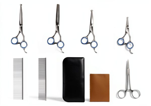 Niura Dog Grooming Scissors Stainless Steel Blue 8 in 1 Kit-1