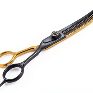 hyzrqwyw Black Gold Curved Blender Dog Scissor Stainless-0