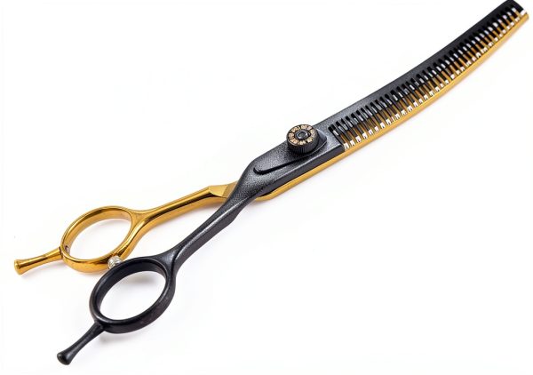 hyzrqwyw Black Gold Curved Blender Dog Scissor Stainless-0
