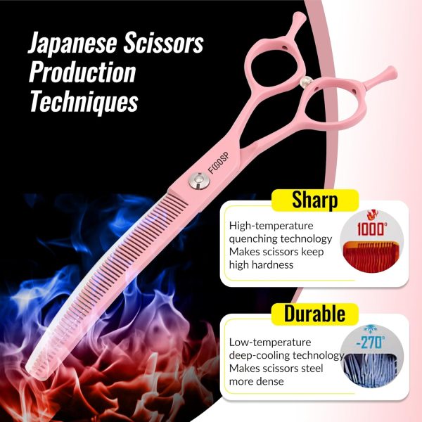 FOGOSP Dog Grooming Scissors Curved Thinning Stainless Steel-3