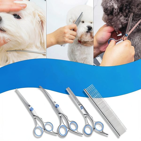 ZONEXCHIC Dog Grooming Kit Stainless Steel Scissors Self-2