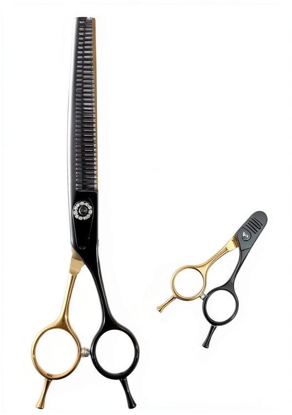 hyzrqwyw Black Gold Curved Blender Dog Scissor Stainless-1