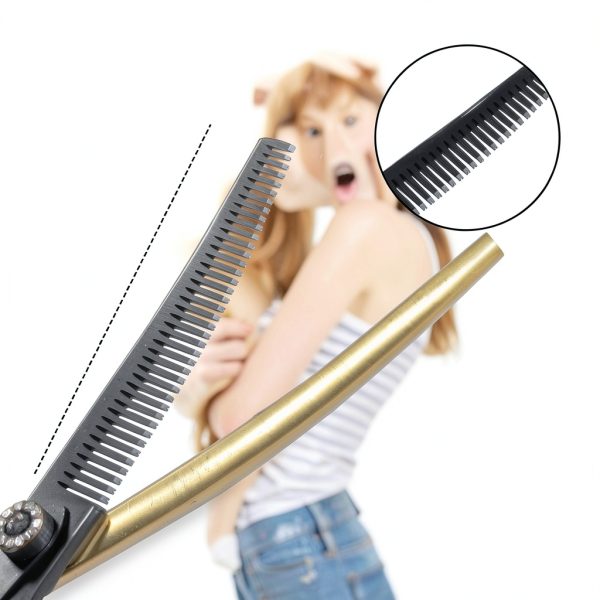 hyzrqwyw Black Gold Curved Blender Dog Scissor Stainless-3