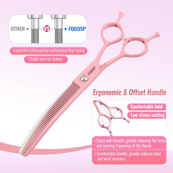 FOGOSP Dog Grooming Scissors Curved Thinning Stainless Steel-4