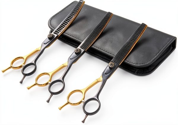 hyzrqwyw Black Gold Curved Blender Dog Scissor Stainless-6
