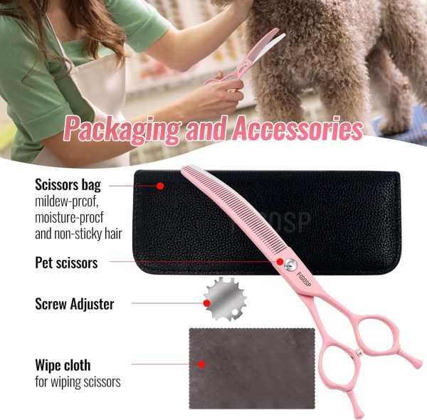 FOGOSP Dog Grooming Scissors Curved Thinning Stainless Steel-6