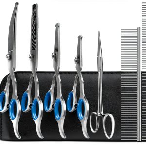 Niura Dog Grooming Scissors Stainless Steel Blue 8 in 1 Kit-0