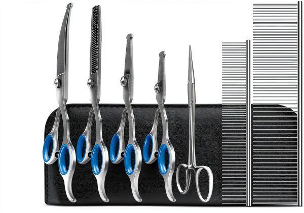 Niura Dog Grooming Scissors Stainless Steel Blue 8 in 1 Kit-0