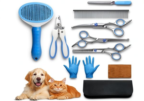 ZONEXCHIC Dog Grooming Kit Stainless Steel Scissors Self-8