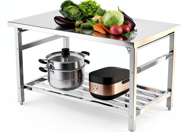 48 x 24 Inch Stainless Steel Folding Table for Prep & Work, NSF Commercial Heavy-Duty Stainless Steel Kitchen Island with Undershelf for Restaurant and Home-1