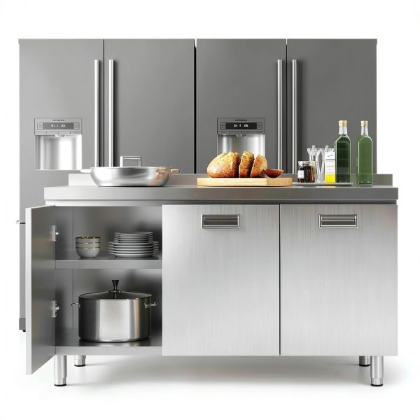 Stainless Steel Table Cabinet ZZV Pull-Out Doors 59x21in Prep Table-2