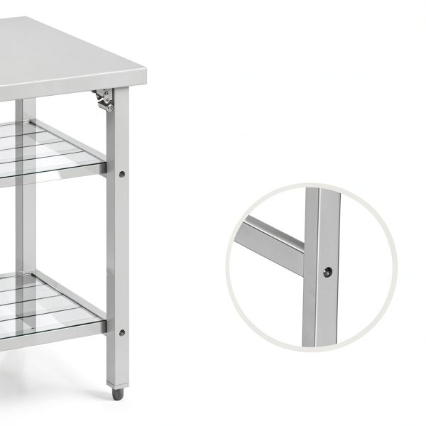 Commercial Foldable Stainless Steel Table Mioleu 48x24 Adjustable-5