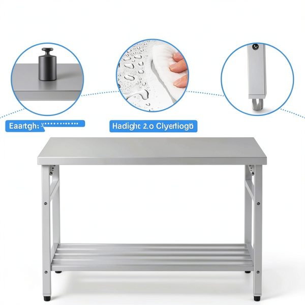 Commercial Foldable Stainless Steel Table Mioleu 48x24 Adjustable-3