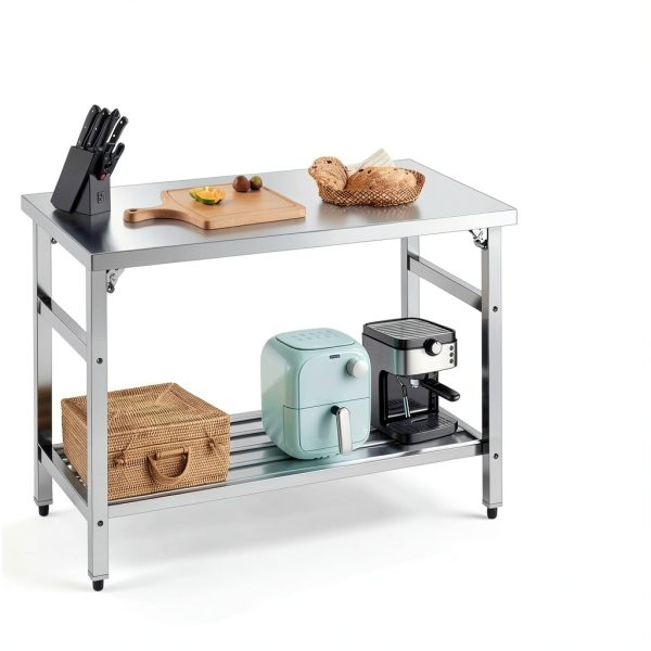 Commercial Foldable Stainless Steel Table Mioleu 48x24 Adjustable-6