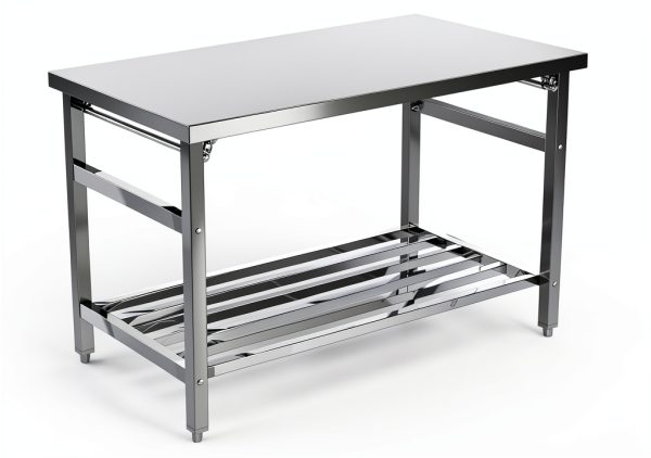 48 x 24 Inch Stainless Steel Folding Table for Prep & Work, NSF Commercial Heavy-Duty Stainless Steel Kitchen Island with Undershelf for Restaurant and Home-0