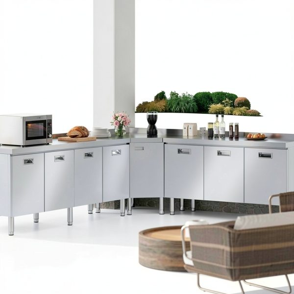 Stainless Steel Table Cabinet ZZV Pull-Out Doors 59x21in Prep Table-5
