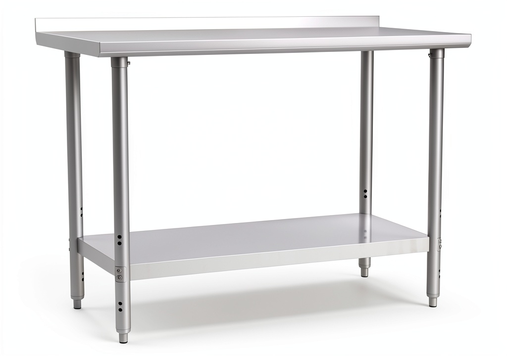 Installing Stainless Steel Table HARDURA Prep Station with Undershelf in a commercial kitchen