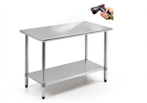 FDW Stainless Steel Work Table Kitchen Scratch Resistent Commercial Metal Work Table with Adjustable Foot for Kitchen Home Restaurant (24Wx60L)-5