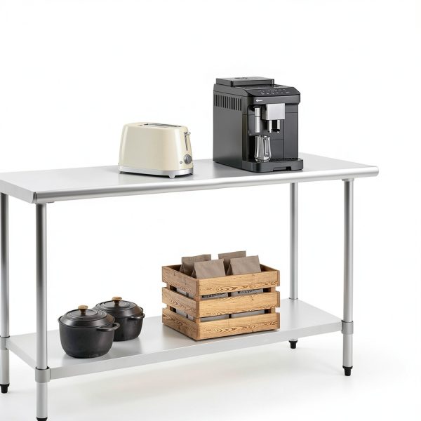 FDW Stainless Steel Work Table Kitchen Scratch Resistent Commercial Metal Work Table with Adjustable Foot for Kitchen Home Restaurant (24Wx60L)-3