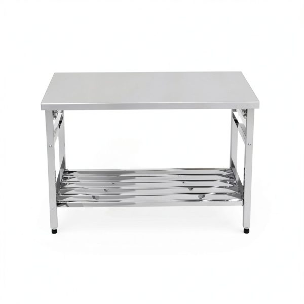 48 x 24 Inch Stainless Steel Folding Table for Prep & Work, NSF Commercial Heavy-Duty Stainless Steel Kitchen Island with Undershelf for Restaurant and Home-4