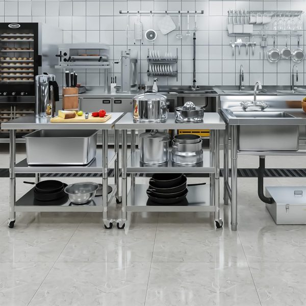 Stainless Steel Workbench YITAHOME 36x24 with Wheels and 3 Shelves-8