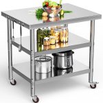 Stainless Steel Workbench YITAHOME 36x24 with Wheels and 3 Shelves-0
