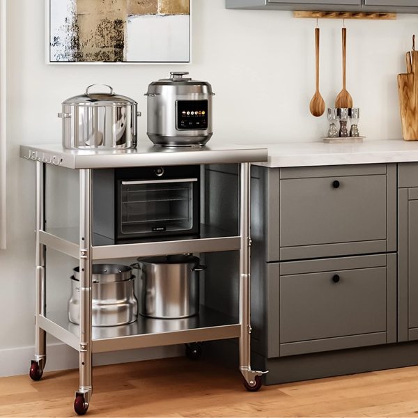 Stainless Steel Workbench YITAHOME 36x24 with Wheels and 3 Shelves-7